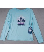 Life is Good Ladies Small Long Sleeve Sunshirt UPF 50+ Palm Tree Design - $17.50