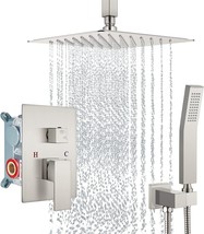 Aolemi 8 Inch Brushed Nickel Bathroom Shower System Ceiling Mount Square Rain - £93.51 GBP