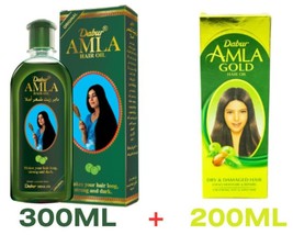 DABUR AMLA Hair Oil Original 300ml + Amla Gold Hair Oil 200 Ml - £30.49 GBP