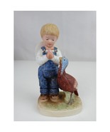 1985 Home Interior Denim Days Boy praying with Turkey. - €11,03 EUR