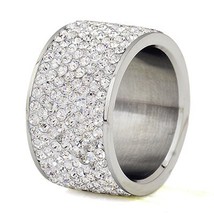 Wholesale 8 row Crystal Rings for Women Bling Austria Crystal Ring Stainless Ste - £7.48 GBP
