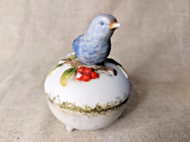 Vintage H.C.F London Porcelain Blue Bird Trinket Box - £20.98 GBP