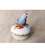Vintage H.C.F London Porcelain Blue Bird Trinket Box - $513.40 MXN