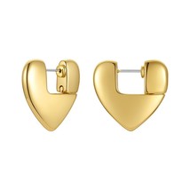 Heart Stud Earrings For Women Fashion Jewelry Gold Color Piercing Lover Earings  - £21.57 GBP