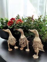 Decorative Duck Wood with Root Small Bird Bamboo Statue Gift Carving - £28.44 GBP