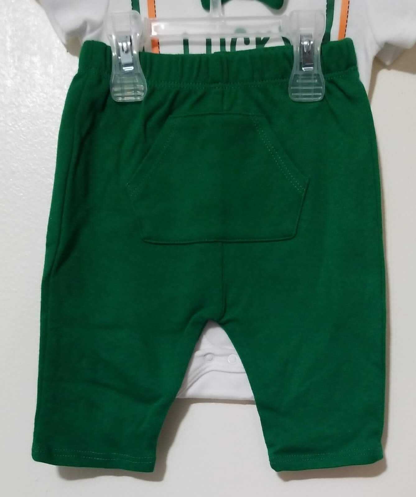 Way To Celebrate Bodysuit & Pants Set Lucky And Charming Size 0-3M White/Green Item image 3