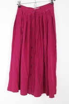 Vtg Liz Claiborne 4P Pink Silk Pleated Button-Front Maxi Skirt Pockets - £22.57 GBP