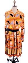 VTG 1970s John Norman Geometric Shirtwaist Dress Huge Collar Belt NWT De... - $108.90