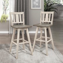 Grey/White Lexicon Autrey Swivel Pub Height Barstools (Set Of 2), Slat Back. - £147.06 GBP