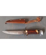 Vintage Pic Solingen Germany Genuine Stag Handle Knife with Sheath 4.75&#39;... - £44.65 GBP