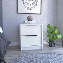 Kaia White Nightstand w/ 2 Drawers &amp; Metal Handles - $91.99