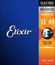 Elixir Strings 12102 Nickel Electric Guitar Nanoweb Coating, Medium .011... - £23.56 GBP