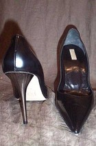 Michael Kors Black Leather Silver-Heeled Shoes Heels Pumps 10M NEW - £113.55 GBP