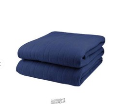 Pure Warmth Comfort Knit Twin Heated Blanket Navy Blue - £37.82 GBP