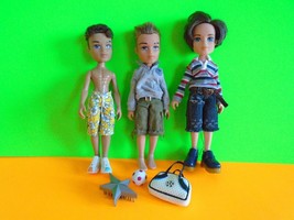 Lot of 3 Bratz Boy Dolls Plus Accessories, Shoes &amp; Clothes Good Condition - £14.21 GBP
