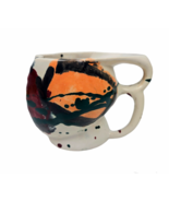  Signed Handmade 4&quot; Splatter Ceramic Abstract Modern Art Pottery Mug - £23.49 GBP