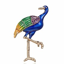 Stunning Diamonte Gold Plated Vintage Look Flamingo Bird Christmas Brooch Pin B1 - £10.79 GBP