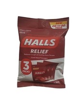 HALLS Relief Cherry Flavor Cough Drops, 1 Bag - 3 On-the-Go Packs Per Bag 24 ct, - £6.22 GBP