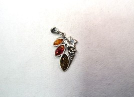Sterling Silver .925 Amber Necklace Pendant K676 - $48.51