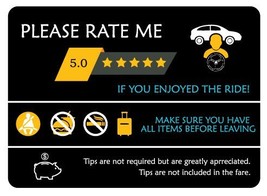 Picniva 2Pack 5&quot; Black Tip and 5 Star Rating Taxi Notice/Warning/Reminde... - $183.35 MXN