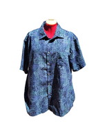 Van Heusen Shirt Mens Size XXL 18 - 18.5 Short Sleeve Aloha Style Blue B... - £16.59 GBP