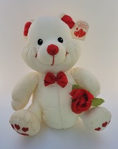 Vtg DAN DEE INTL Cream Valentine Bear Heart Soft Expressions Puffalump style - £16.81 GBP