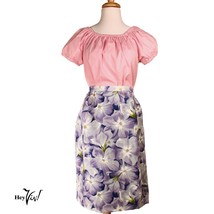 Vintage Adrianna Papel Lined Lilac Floral A Line 100% Silk Skirt Sz 16 -... - £25.28 GBP