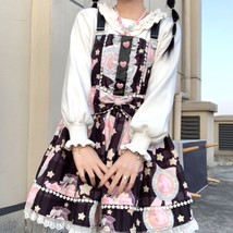 Color: Black, Size: S - Lolita Angel Design Black Sweet Cute Strap Dress - $53.81