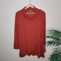 She + Sky | Dark Orange Cowl Neck Faux Wrap Sweater Tunic, womens size m... - £16.17 GBP