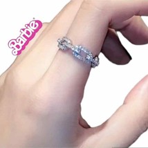 Barbie Princess Cubic Zirconia Chain Link Eternity Ring Adjustable for girls - £14.14 GBP