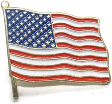 Waving Flag Lapel Pin Vintage Patriotic Stars Stripes USA - £7.93 GBP