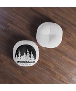 Custom Printed Round Tufted Floor Pillow, Nature Themed &quot;Wanderlust Show... - £74.28 GBP+