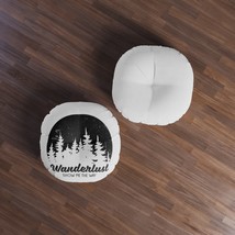Custom Printed Round Tufted Floor Pillow, Nature Themed &quot;Wanderlust Show Me The  - £73.32 GBP+