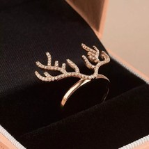1.50Ct Round Cut Lab Created Diamond Deer Shape Women Ring 14k Rose Gold... - £122.46 GBP