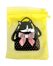 2.5&quot; Tall Kitty Cat In a Purse Large Acrylic Acetate Brooch Pin Costume Jewelry - £13.04 GBP