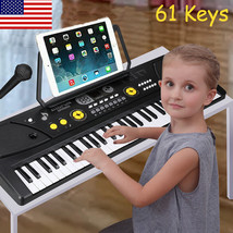 Digital Piano Keyboard 61 Key - Portable Electronic Instrument With Microphone - £83.12 GBP