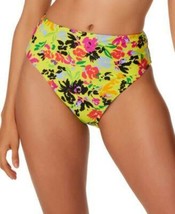 $44 Bar III Floral Chic High-Leg High-Rise Bikini Bottoms Yellow Size Medium - $17.10