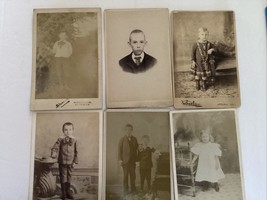 Boys Girls Pretty Handsome Cute Tie Dress Cabinet Card Photo Lot 6 Taylor ? ID - £13.56 GBP