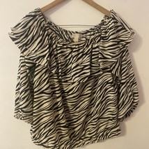 Michael Kors Women&#39;s Zebra Ruffle Off the Shoulder Blouse sz XL - £11.66 GBP