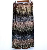 Ombre Stripe Sequin Skirt Womens M Rose Gold Blue Black Bling Glam Dressy Formal - £30.95 GBP