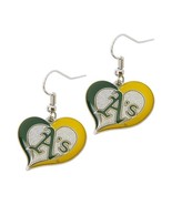 aminco MLB Oakland Athletic&#39;s Team Logo Swirl Heart Earring Sports Fan Gift - $26.01 CAD