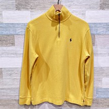 POLO Ralph Lauren 1/4 Zip Pullover Sweater Yellow Cotton Vintage Mens Me... - $34.64