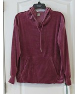 Green Tea Comfy Velour Long Sleeve Hoodie Rose S-L NWT - $24.30