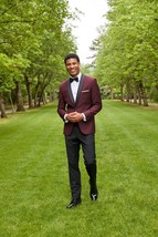 Couture 1910 Stretch 1 Button Burgundy Shawl Lapel Tuxedo Jacket Only Sl... - £175.21 GBP