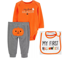Boys My First Halloween Carters 2 Pc Bodysuit Shirt, Pants &amp; Bib Set-sz ... - £15.64 GBP