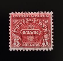 1930 $5 Postage Due, Dull Carmine Scott J78 Used F/VF - $23.66 MXN