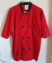 Men&#39;s Red LIGHTWEIGHT Double Breasted Chef Coat Plastic Buttons Poly/Cot... - $14.85