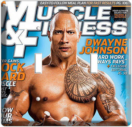 NEW DWAYNE JOHNSON PRO WRESTLING CHAMPION MAGAZINE COVER DOUBLE LIGHT SWITCH WWE