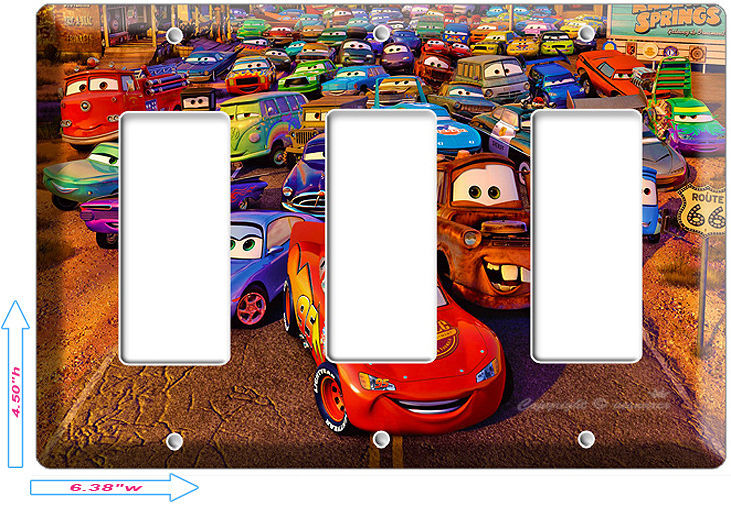 CARS 2 LIGHTNING MCQUEEN SALLY DISNEY MOVIE TRIPLE GFI LIGHT SWITCH 1 WALL PLATE