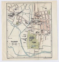 1924 Original Vintage City Map Of Salisbury / Wiltshire / England - $25.27